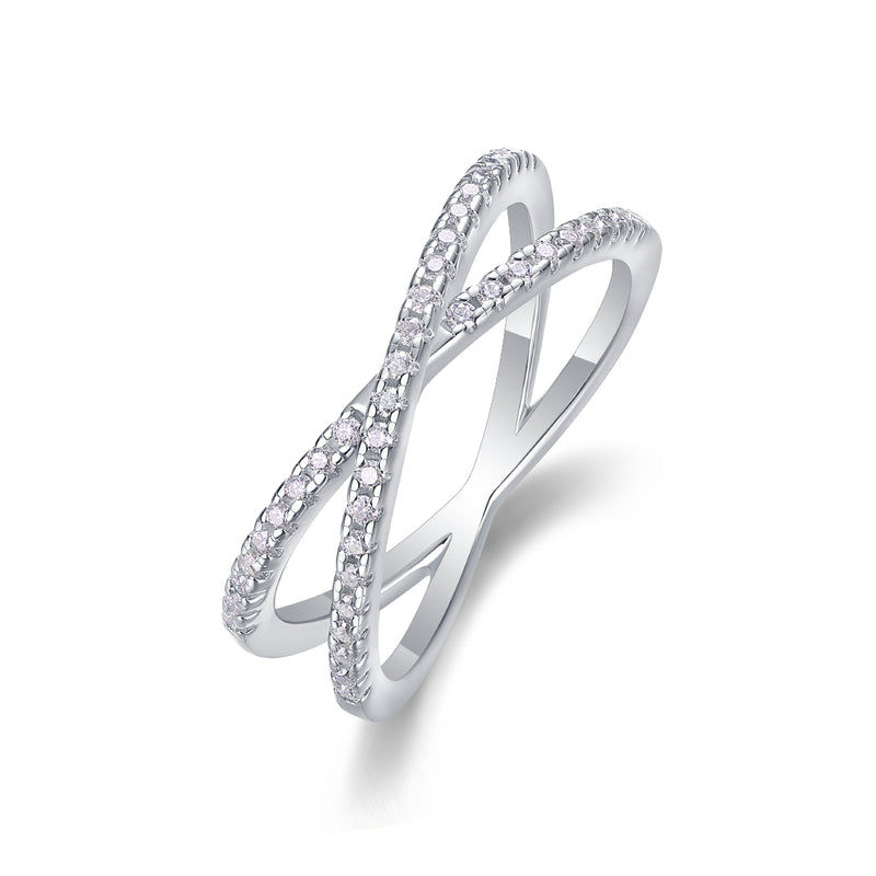 S925 Silver Double Band Moissanite Ring Elegant Luxury Fashion Jewelry - 1