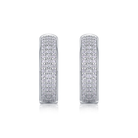 S925 Sterling Silver Moissanite Stud Earrings with Platinum-Plated Accents