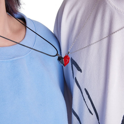 Minimalist Magnetic Heart Pendant Necklace for Couples