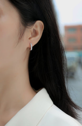 S925 Sterling Silver Moissanite Stud Earrings Set Elegant Platinum-Plated Hoop Design
