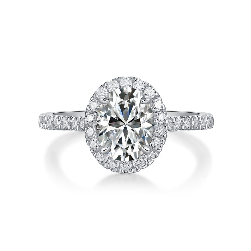 Audrey Large Egg-Shaped Moissanite Sterling Silver Ring S925 Modern Elegant Fine Jewelry - 1