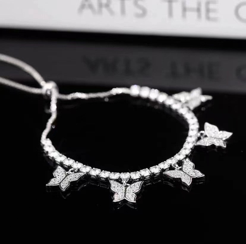 Delicate Butterfly Copper Bracelet with Micro-Set Zircon Accents
