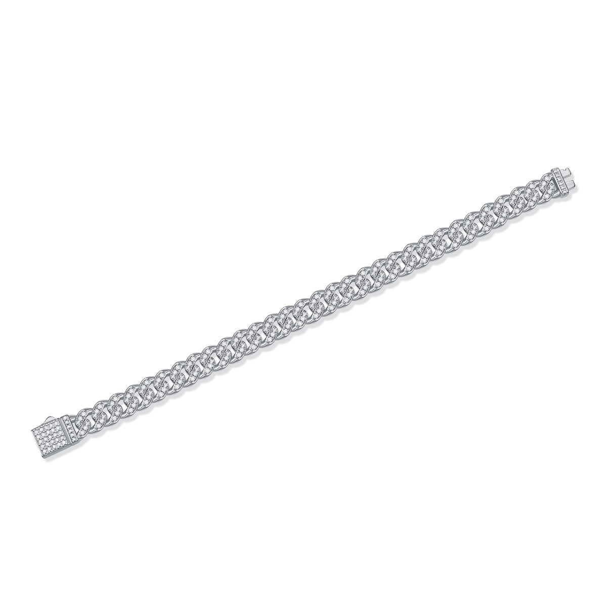 Luxury S925 Silver Moissanite Cuban Link Bracelet