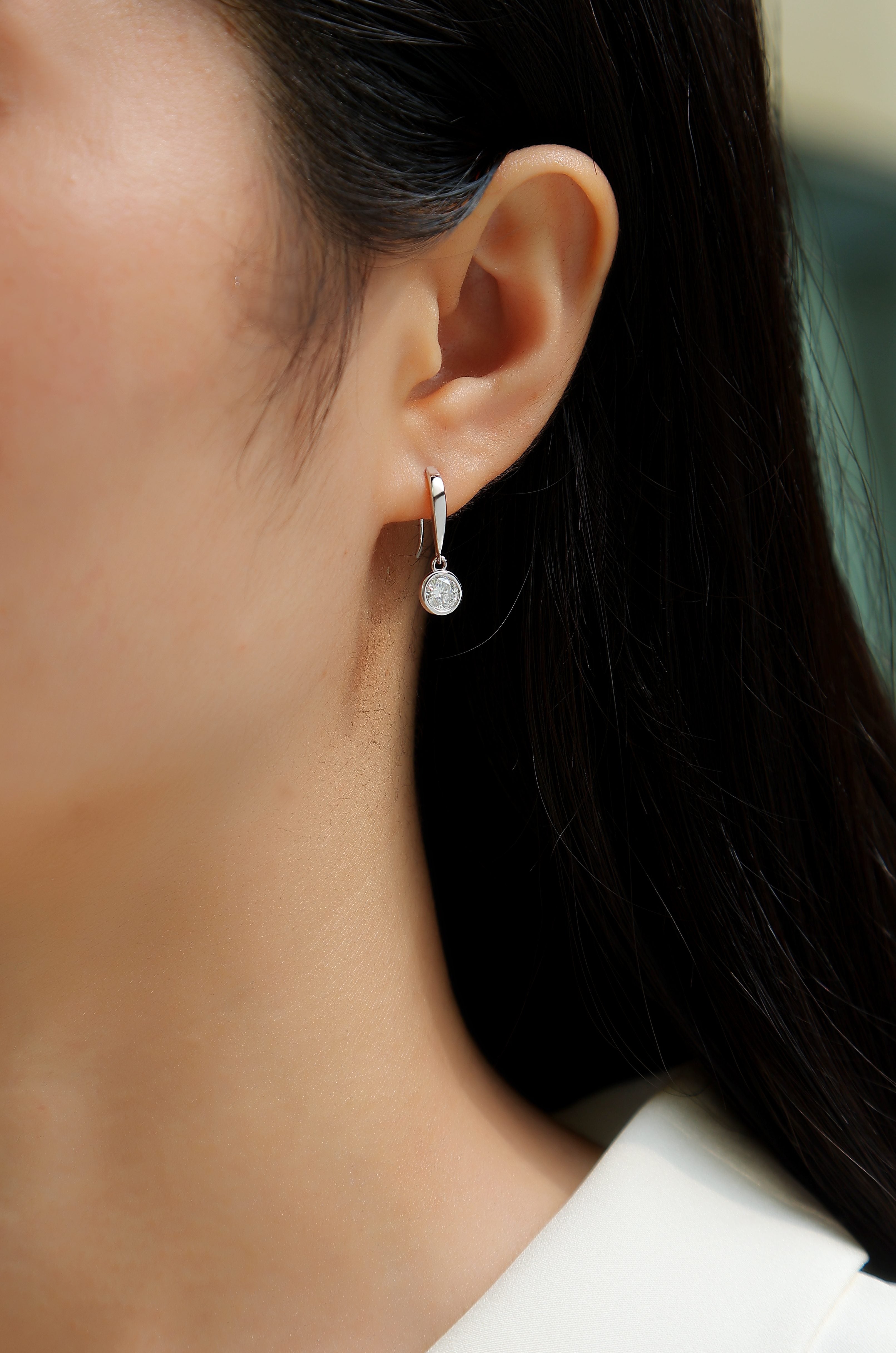 S925 Sterling Silver Moissanite Earrings Set with Platinum-Plated Accents
