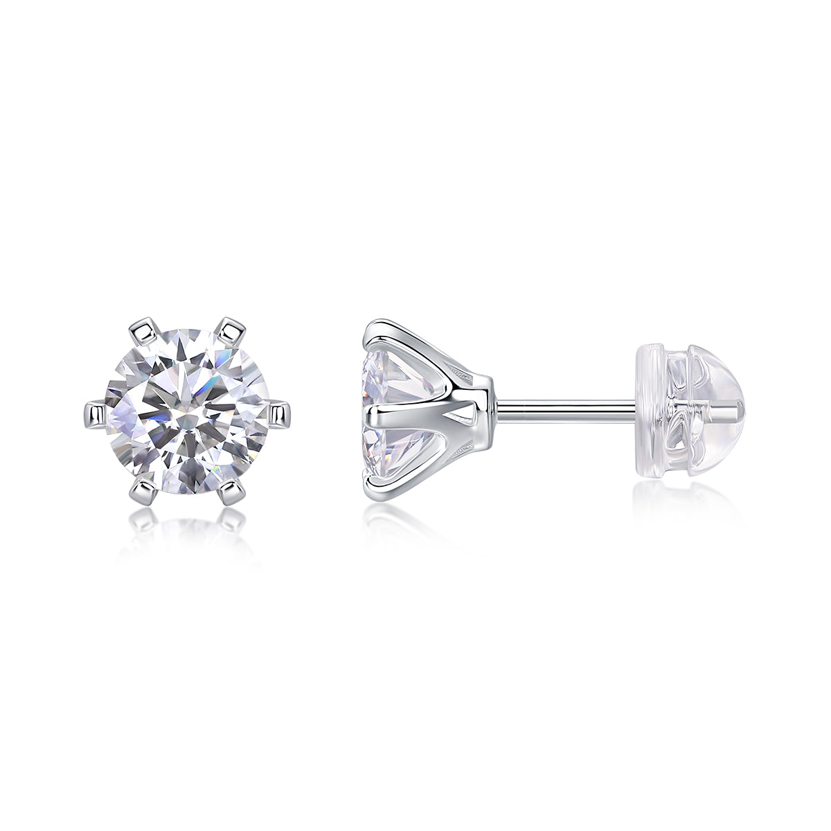 Moissanite Stud Earrings in S925 Silver 1 Carat Classic Sparkle