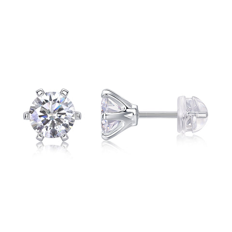 Moissanite Stud Earrings in S925 Silver 1 Carat Classic Sparkle