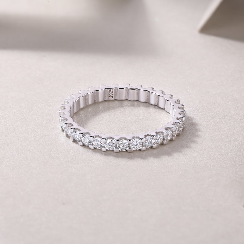 1Wish Moissanite Silver Ring Slim Luxury Band - 5
