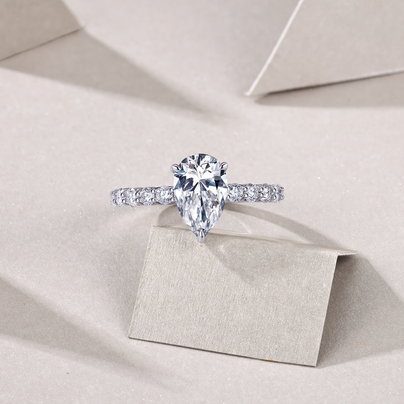 Moonlight Water Drop Moissanite Ring in S925 Sterling Silver Pear-Shaped Elegant Design - 4