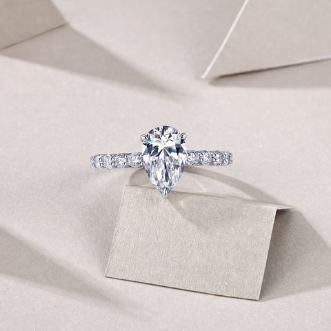 Moonlight Water Drop Moissanite Ring in S925 Sterling Silver Pear-Shaped Fashion Jewelry