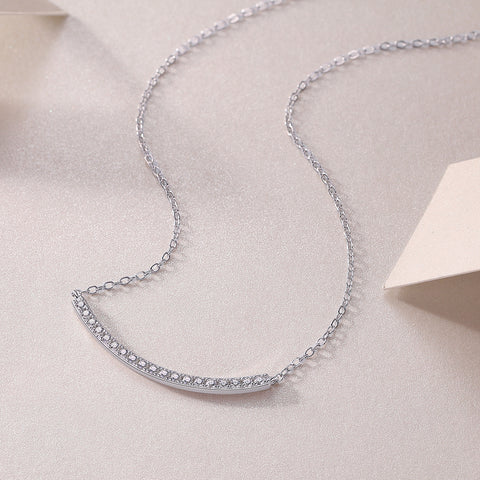 1Joy S925 Sterling Silver Moissanite Pendant Necklace Elegant Curved Bar Design