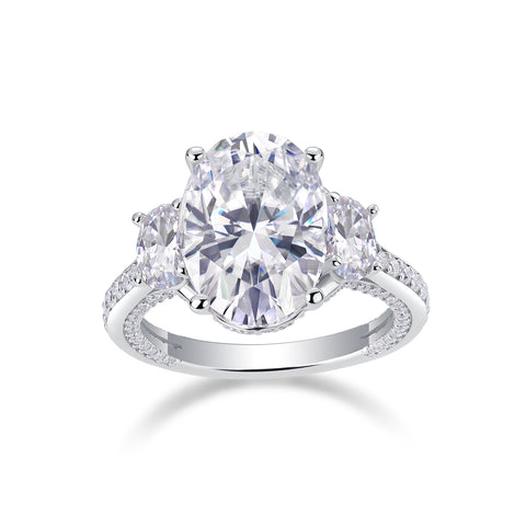 1Crown Of Radiance Moissanite S925 Sterling Silver Oval Cut Ring