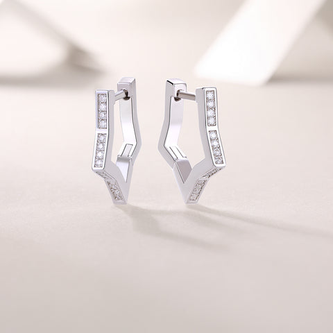 Galaxy Wandering Moissanite Sterling Silver Stud Earrings Modern Elegant Design