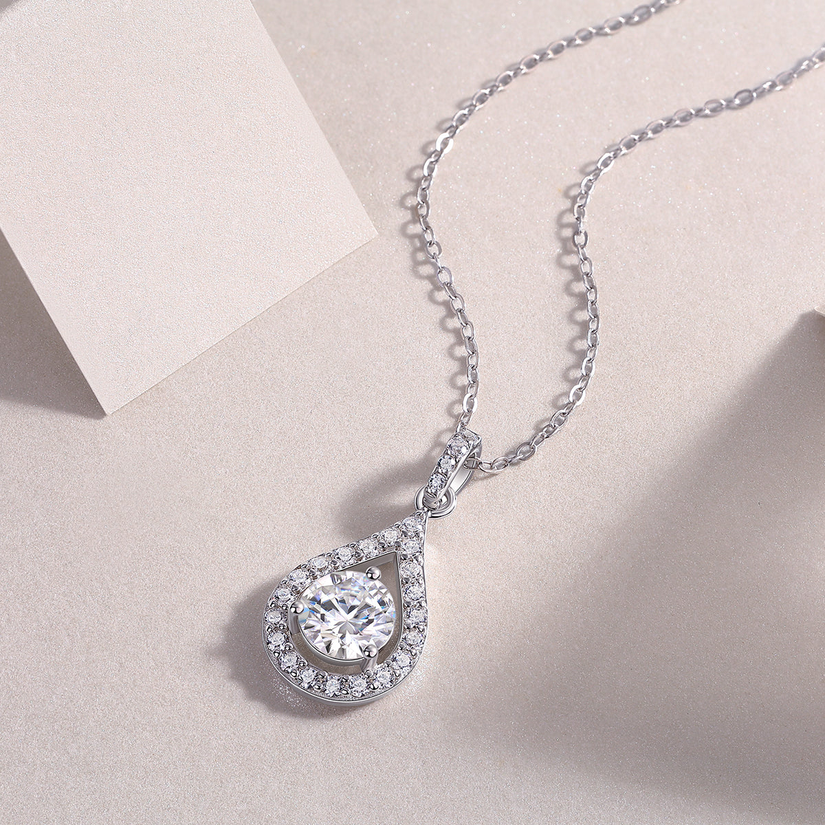 1Heart Charm Sterling Silver Necklace with 1-Carat Moissanite Pendant