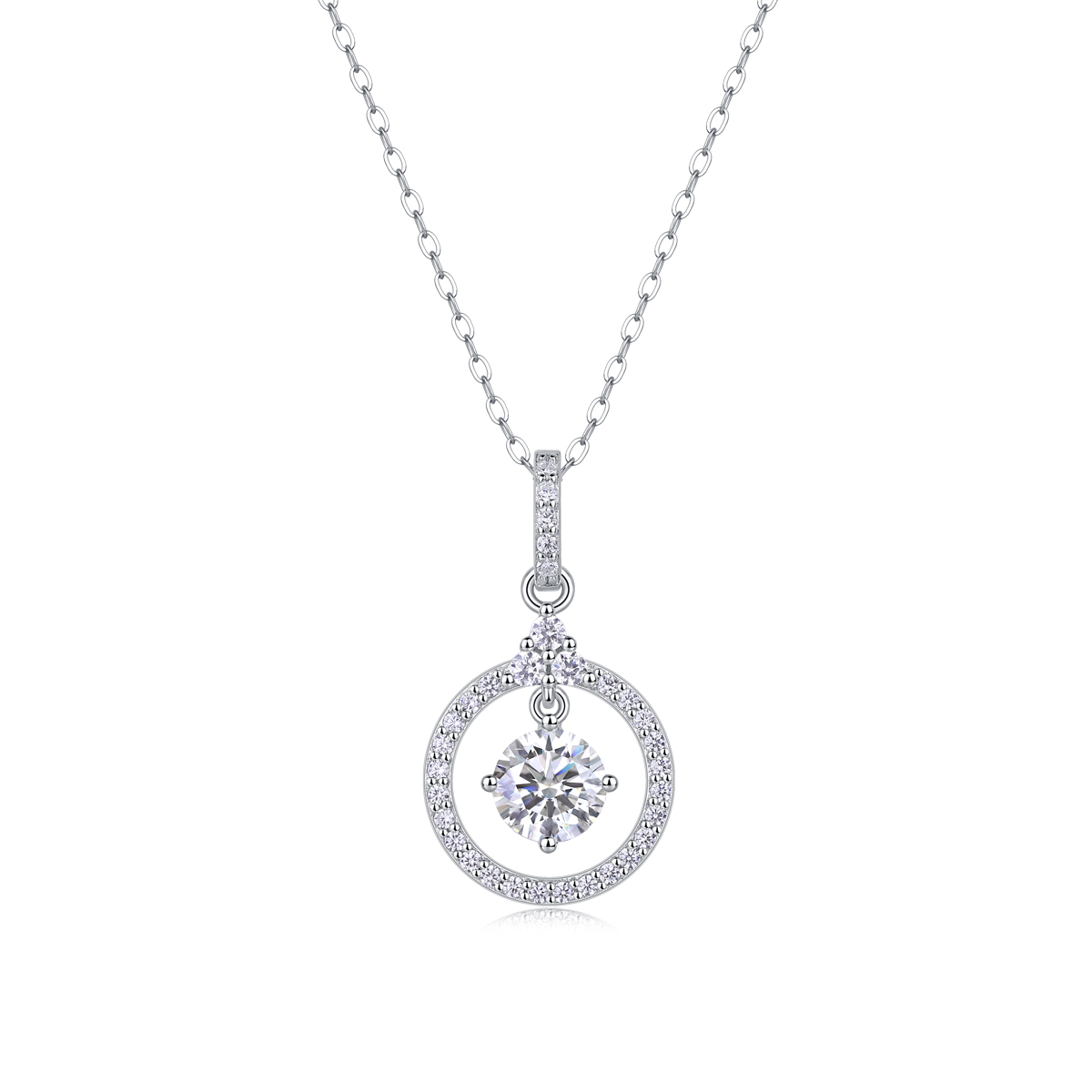 1Love 1-Carat Moissanite Pendant Necklace in S925 Sterling Silver with Platinum Plating