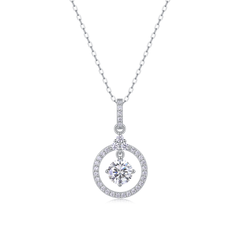 1Love 1-Carat Moissanite Pendant Necklace in S925 Sterling Silver with Platinum Plating - Modern & Elegant - 2