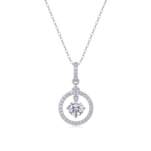 1Love 1-Carat Moissanite Pendant Necklace in S925 Sterling Silver with Platinum Plating