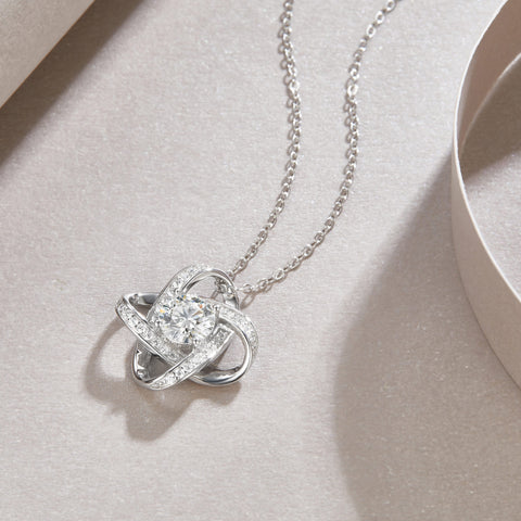 1Carat Moissanite Pendant Set in S925 Sterling Silver with Platinum Plating