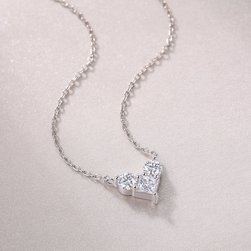 S925 Sterling Silver Square Moissanite Pendant Necklace Fashion Jewelry - 6