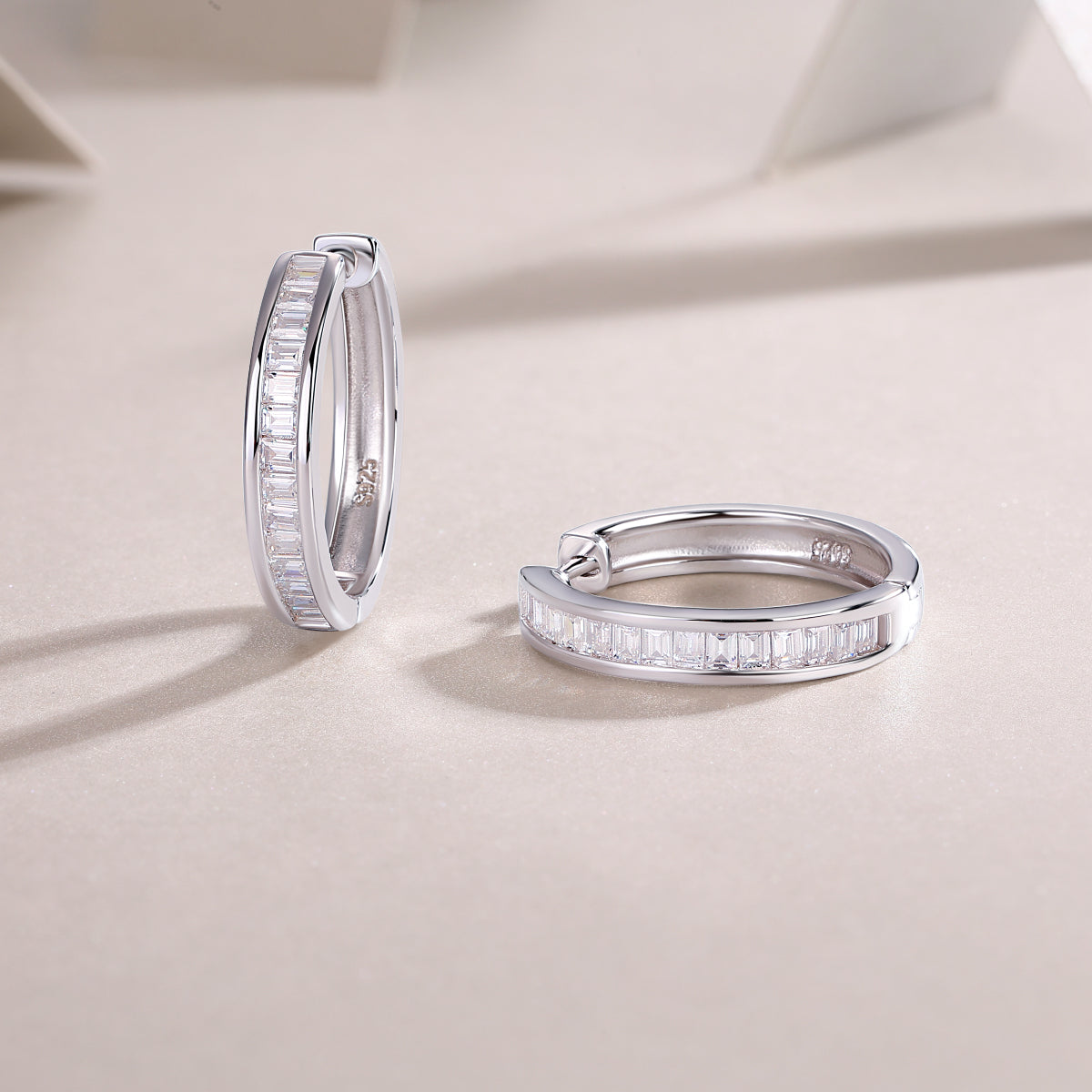 S925 Silver Moissanite Hoop Stud Earrings