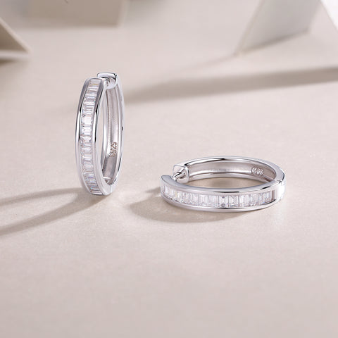 S925 Silver Moissanite Hoop Stud Earrings