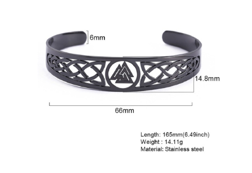 Handcrafted Stainless Steel Valknut and Celtic Design Bracelet - 2