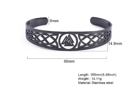 Handcrafted Stainless Steel Valknut and Celtic Design Bracelet