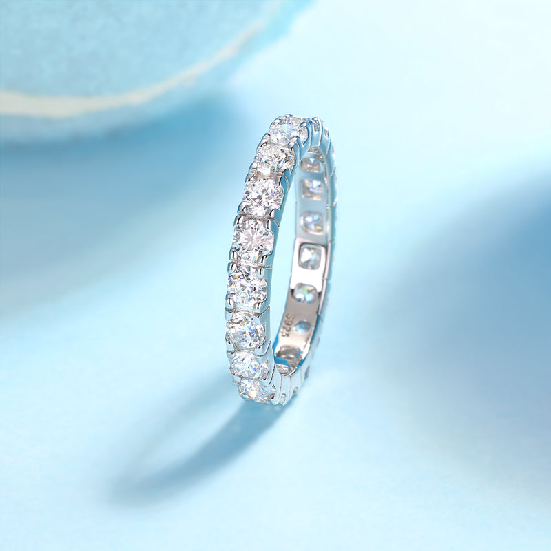 S925 Silver Starry Sky Moissanite Eternity Ring Elegant Fashion Jewelry - 11