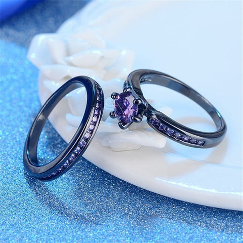 Bold Purple Fashion Ring with Geometric Design