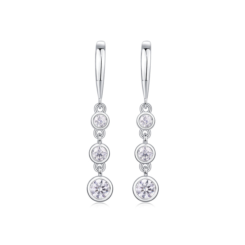 Classic Multi-Diamond Moissanite S925 Silver Drop Earrings - 1