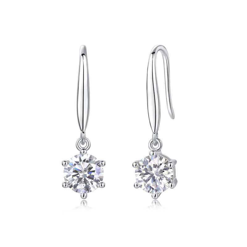 1 Carat Moissanite Dangle Earrings in S925 Silver Elegant Drop Jewelry - 1