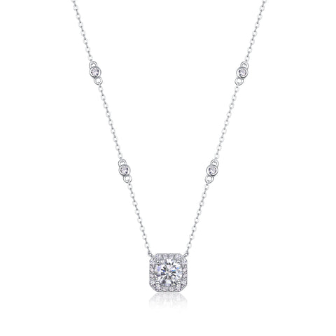 1Flower Love S925 Sterling Silver Necklace with 1-Carat Moissanite Pendant Modern Elegant Fine Jewelry