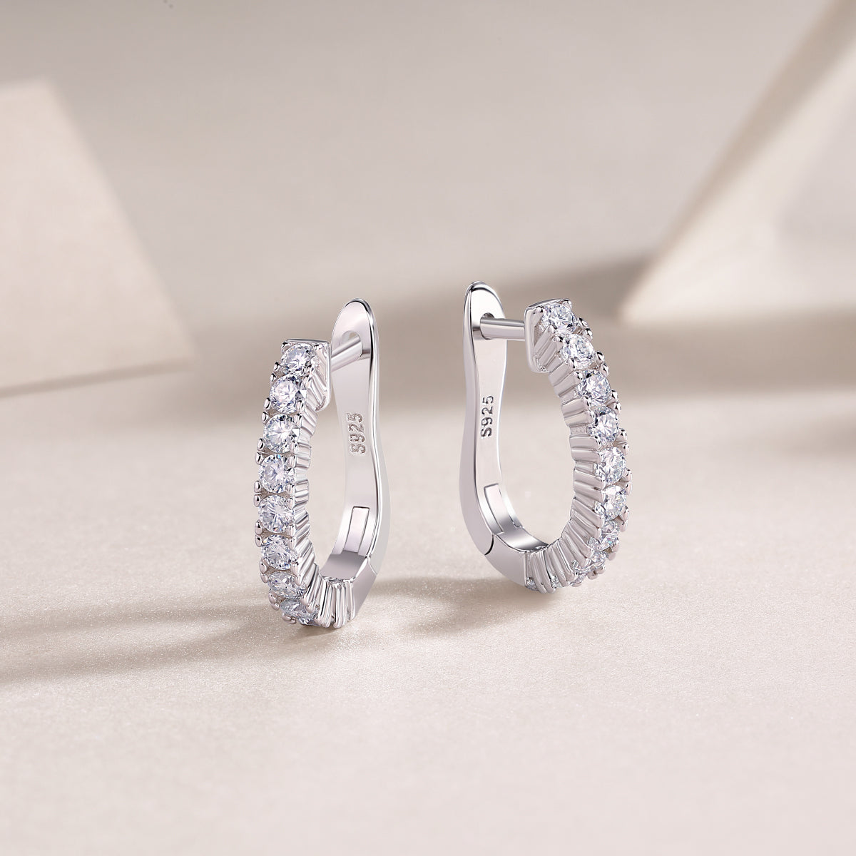 Luxury Moissanite Stud Earrings in S925 Silver Hoop Design