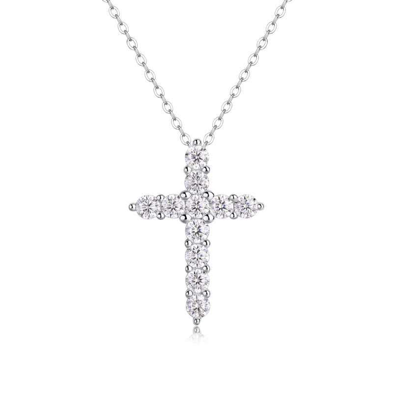 1Faith Luxury Moissanite Cross Pendant Necklace in S925 Silver - Modern Elegant Fine Jewelry - 1
