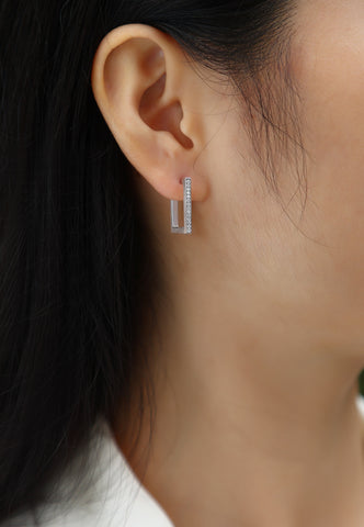 S925 Sterling Silver Moissanite Stud Earrings Elegant Platinum-Plated Rectangle Design