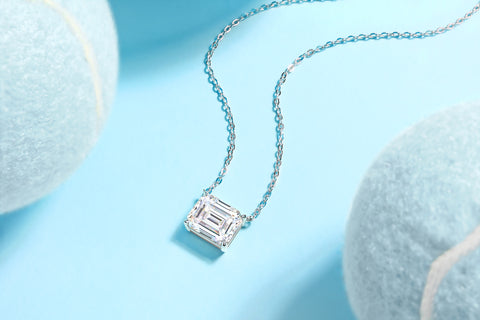 Octagonal Moissanite Pendant Necklace in S925 Sterling Silver with Platinum Plating - Modern Elegant Fine Jewelry