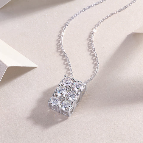 1Grand Round Moissanite Pendant Necklace in S925 Sterling Silver - Modern Elegant Design