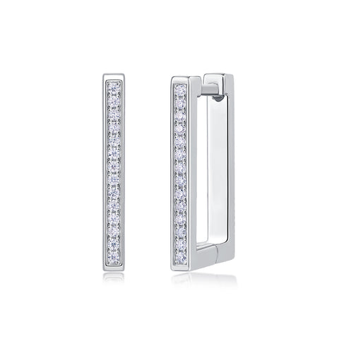 S925 Sterling Silver Moissanite Stud Earrings Elegant Platinum-Plated Rectangle Design