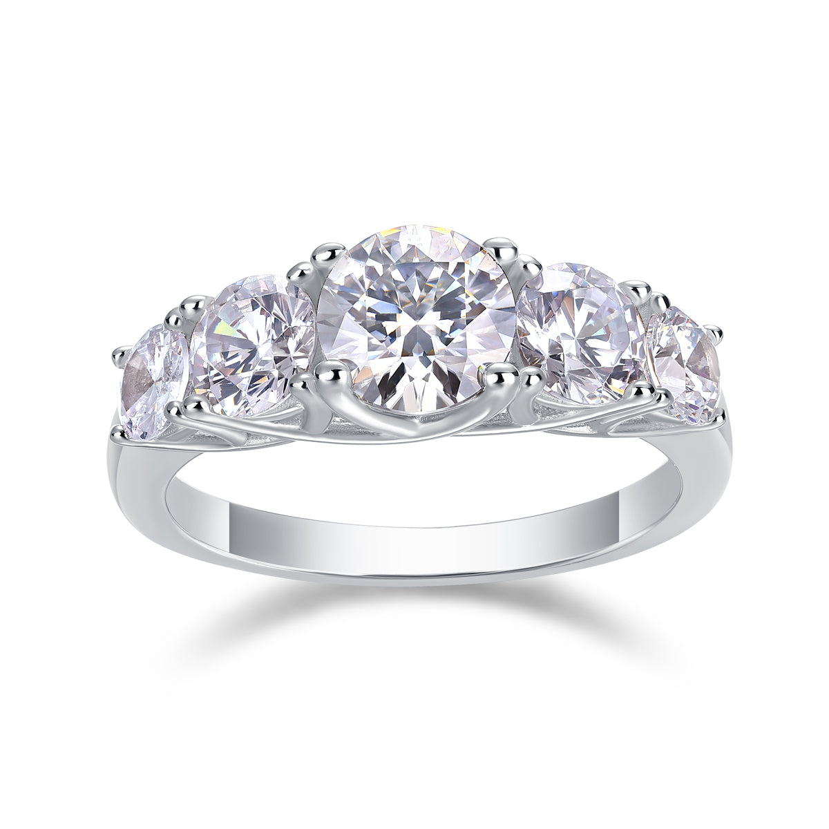 S925 Silver Moissanite Ring 1 Carat Elegant Multi-Stone Design