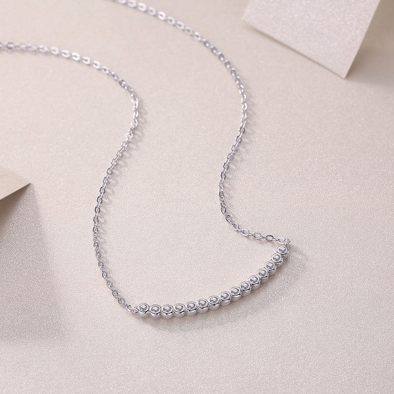 S925 Sterling Silver Moissanite Pendant Necklace Set Elegant Minimalist Design - 6
