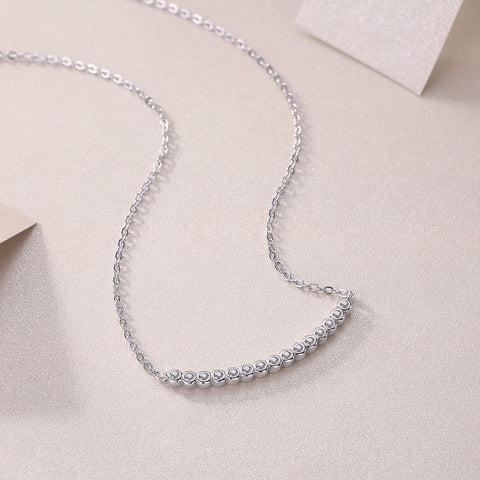 S925 Sterling Silver Moissanite Pendant Necklace Set Elegant Minimalist Design