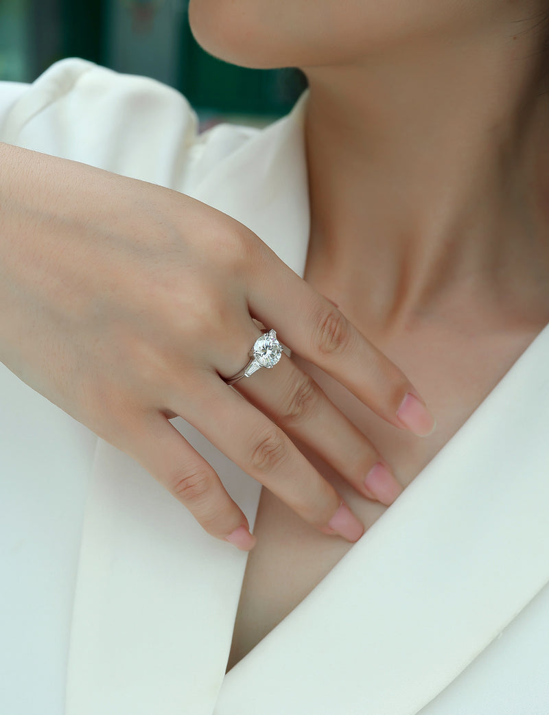 3-Carat Moissanite S925 Sterling Silver Ring Modern Elegant Design - 4