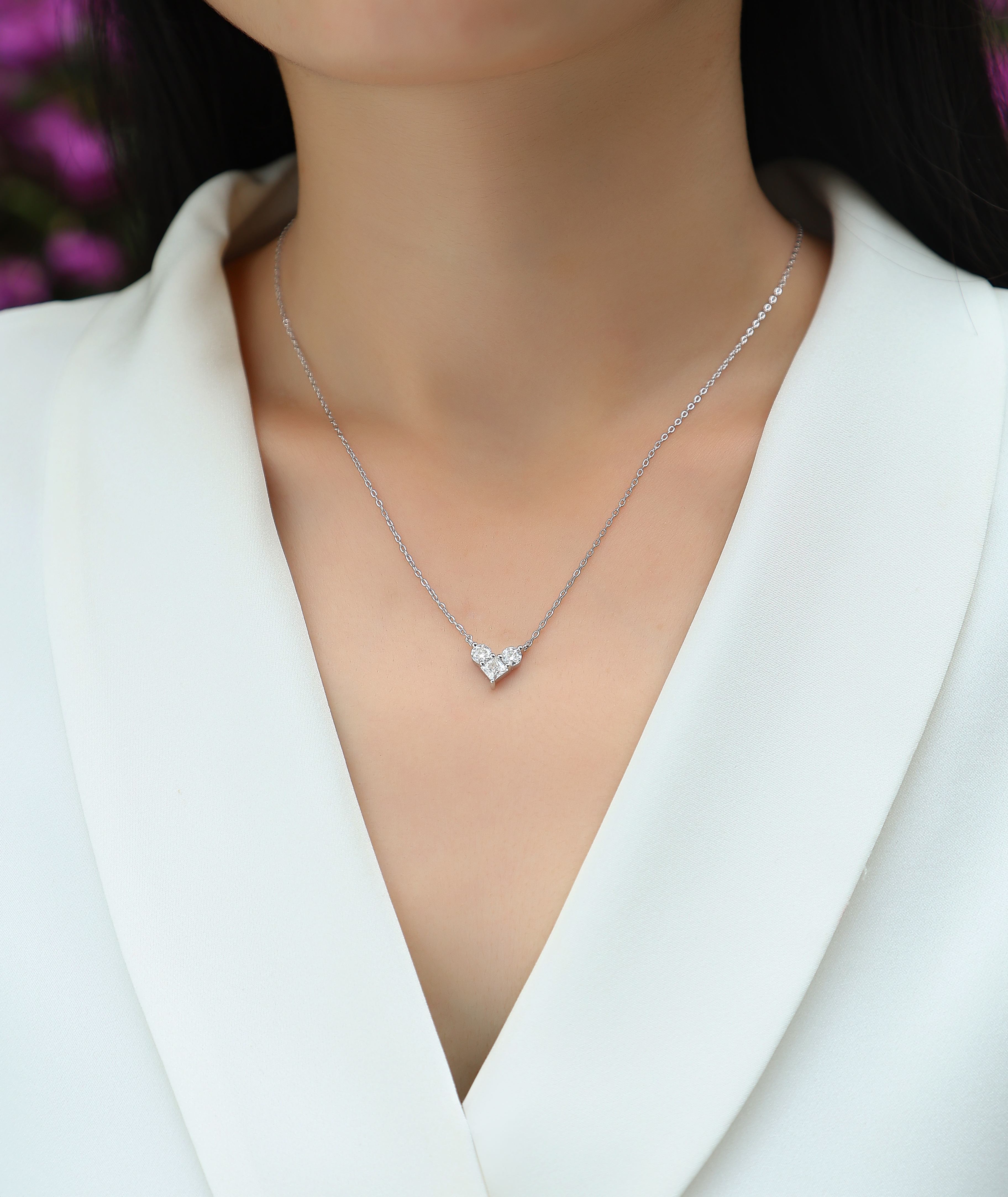 S925 Sterling Silver Square Moissanite Pendant Necklace Fashion Jewelry