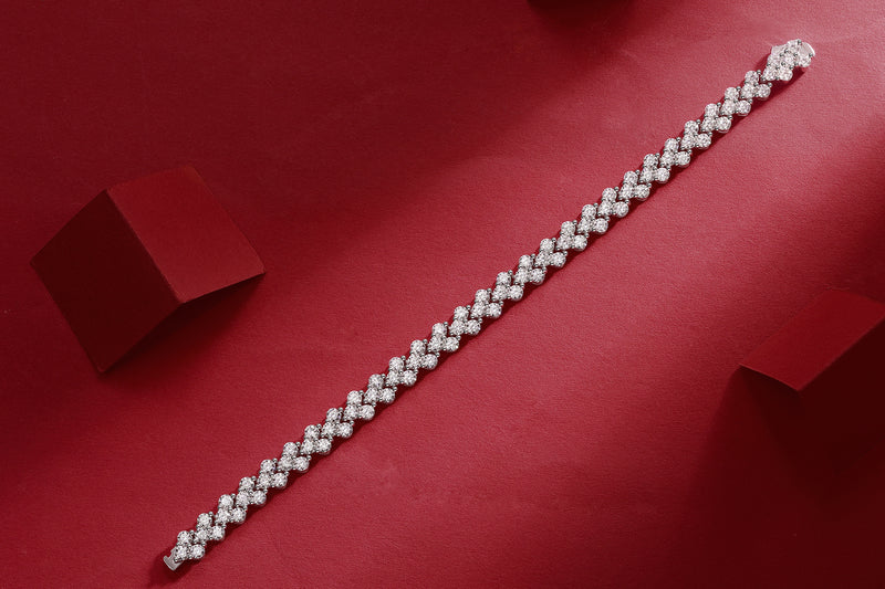 S925 Silver Moissanite Bracelet Luxury Fashion Sparkling Tennis Chain - 5