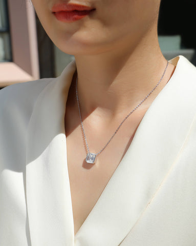 S925 Sterling Silver Octagonal Moissanite Pendant Necklace 9x11mm Elegant Fine Jewelry