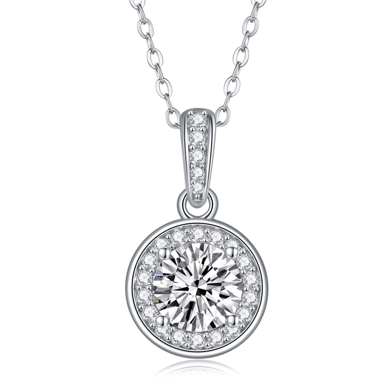 1 Carat Moissanite Pendant Necklace in S925 Sterling Silver with Platinum Plating - 2