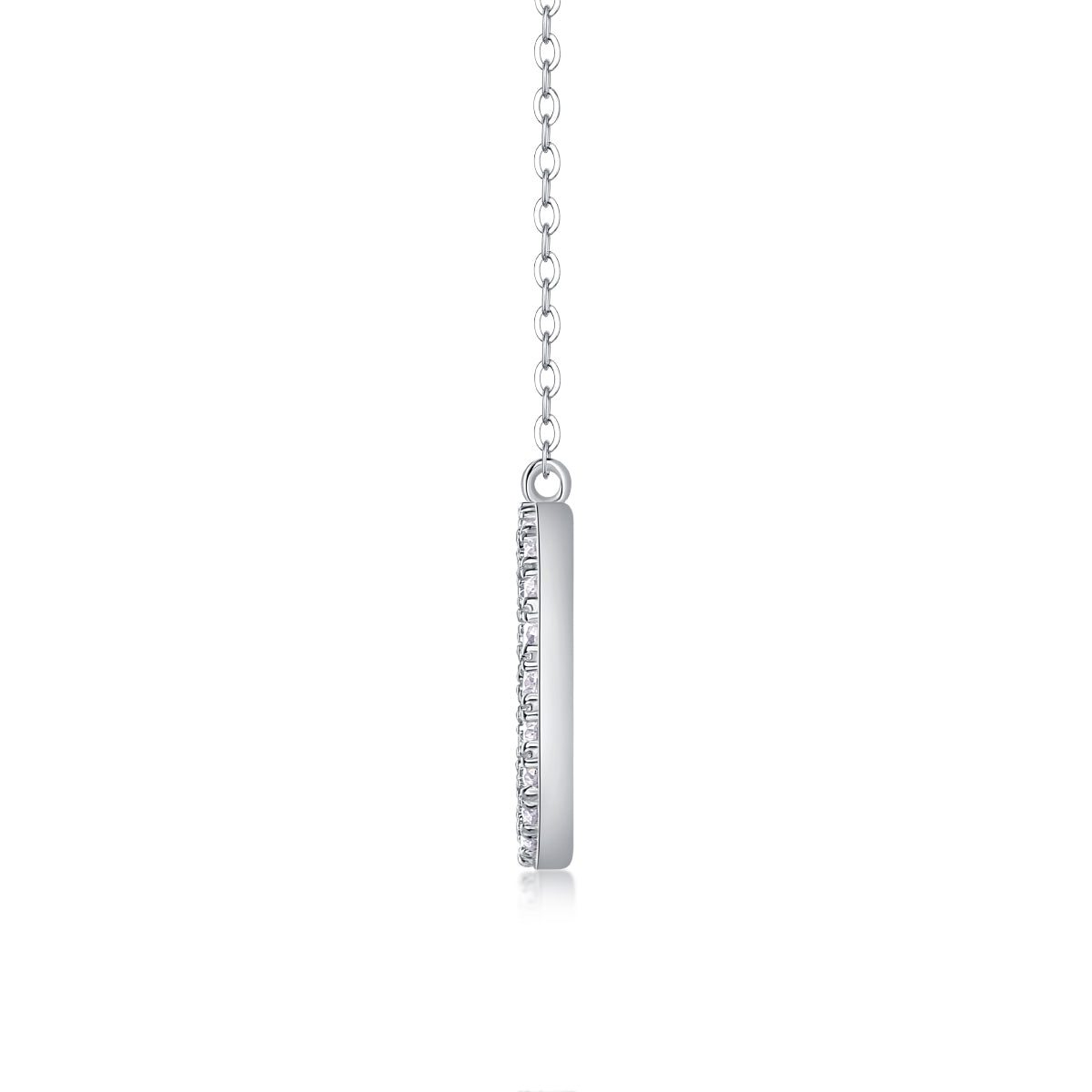 S925 Sterling Silver Moissanite Circle Pendant Necklace 40cm Elegant Fine Jewelry