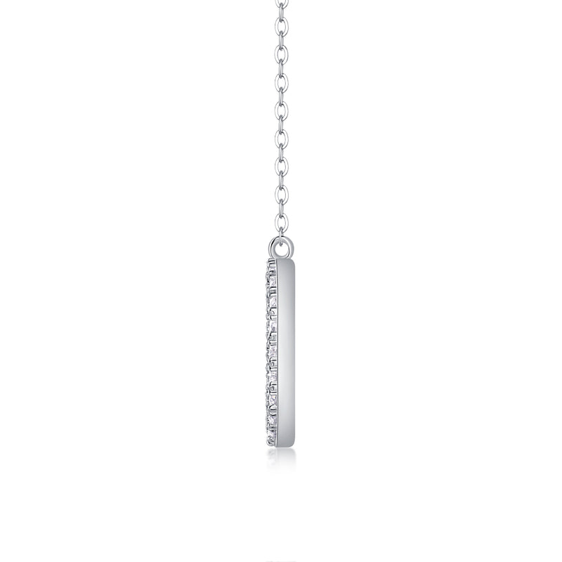 S925 Sterling Silver Moissanite Circle Pendant Necklace 40cm Modern Elegant Fine Jewelry - 1