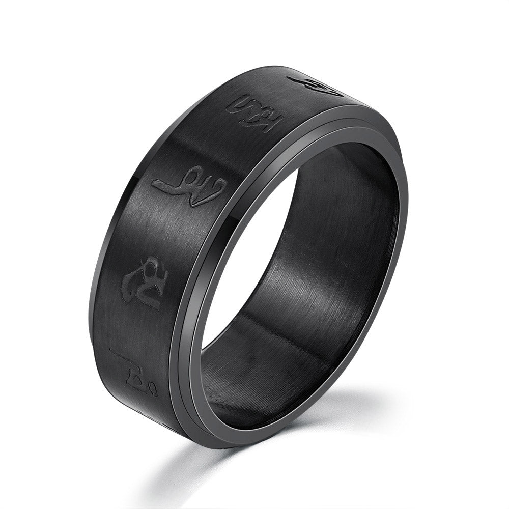 Bold Titanium Steel Ring with Roman Numerals for Men