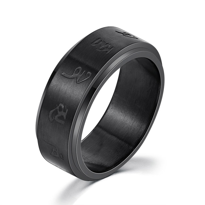 Bold Titanium Steel Ring with Roman Numerals for Men - 10