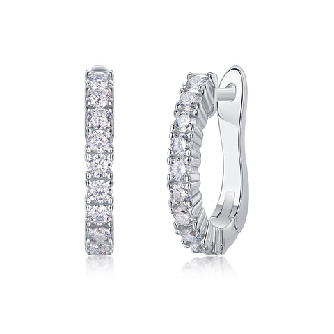 Luxury Moissanite Stud Earrings in S925 Silver Hoop Design
